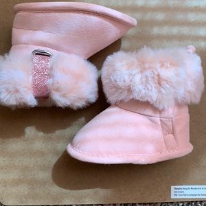 Pink fur boots